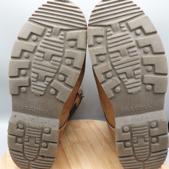 Brahma Boots Mens 11W Brown Oil Resistant Distressed Work Outdoors 2590649 Flaws - Picture 8 of 11